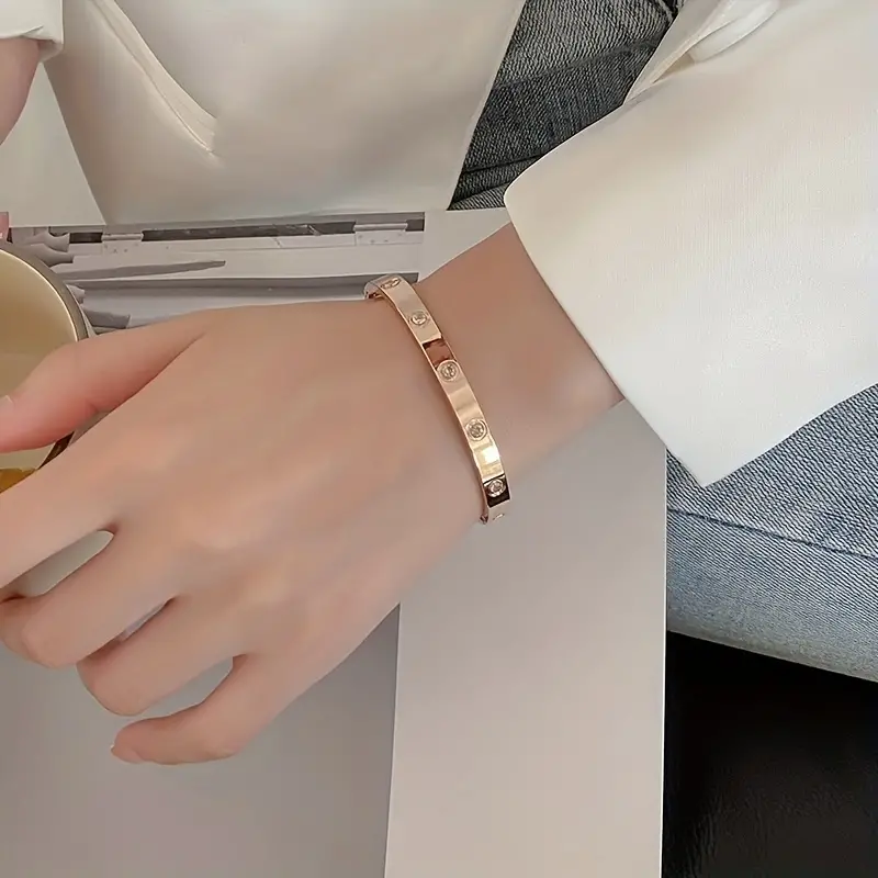 Titanium Steel Rhinestone Bangle bracelet