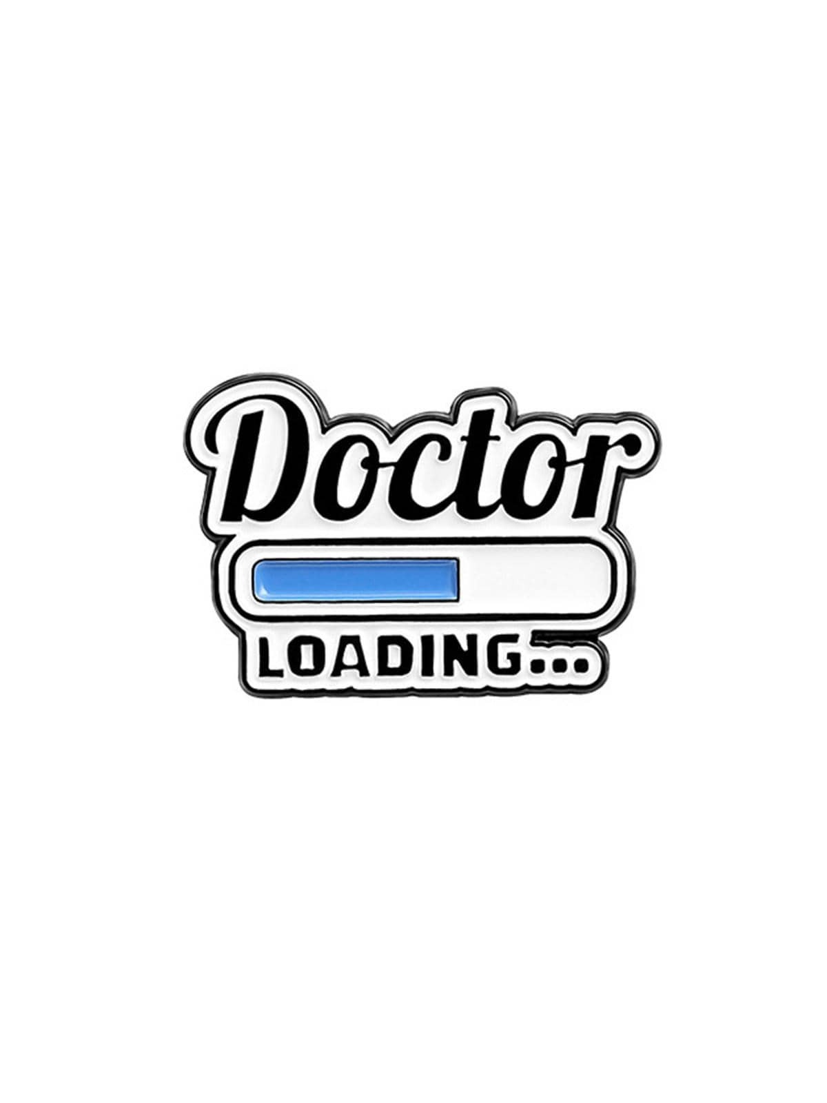 Brooch featuring a "Doctor Loading" letter graphic design, adding a touch of creativity and personality.