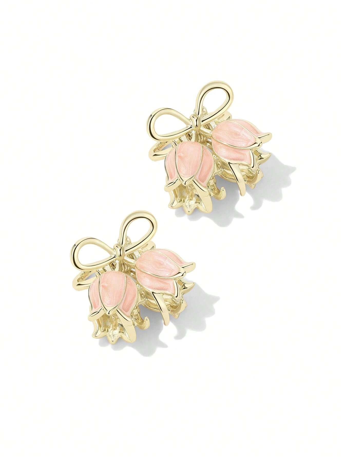 Two flower decor sweet style small hair clips, perfect for adding a touch of charm to your hairstyle.