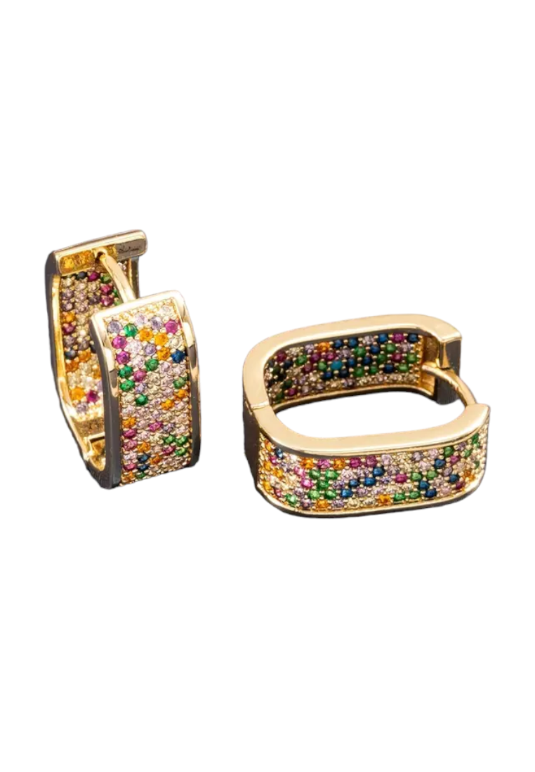 Rainbow Geometric Zircon Earrings