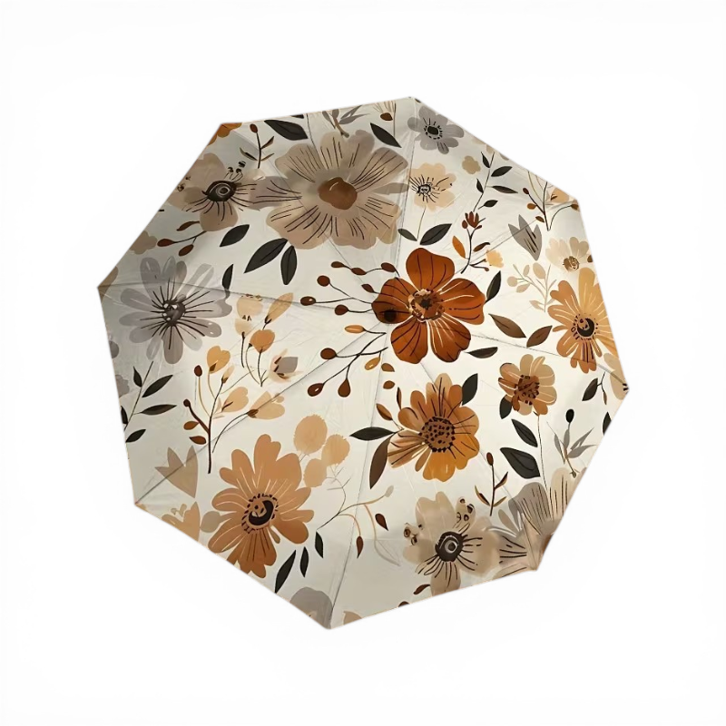 Brown Floral Umbrella