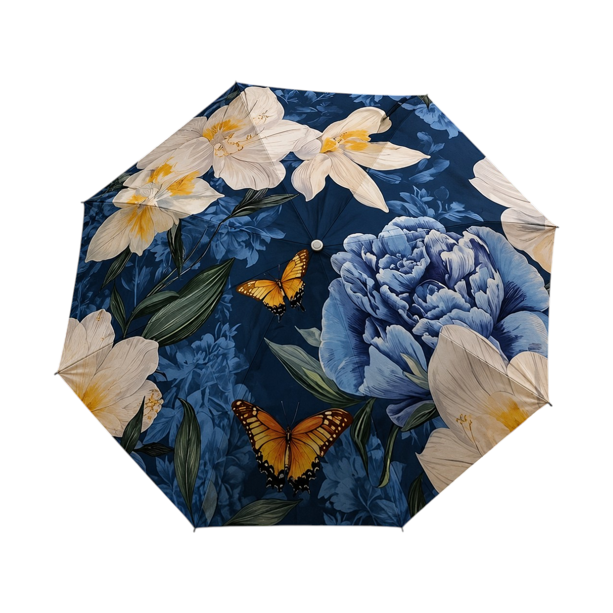 Floral Blue Butterfly Umbrella
