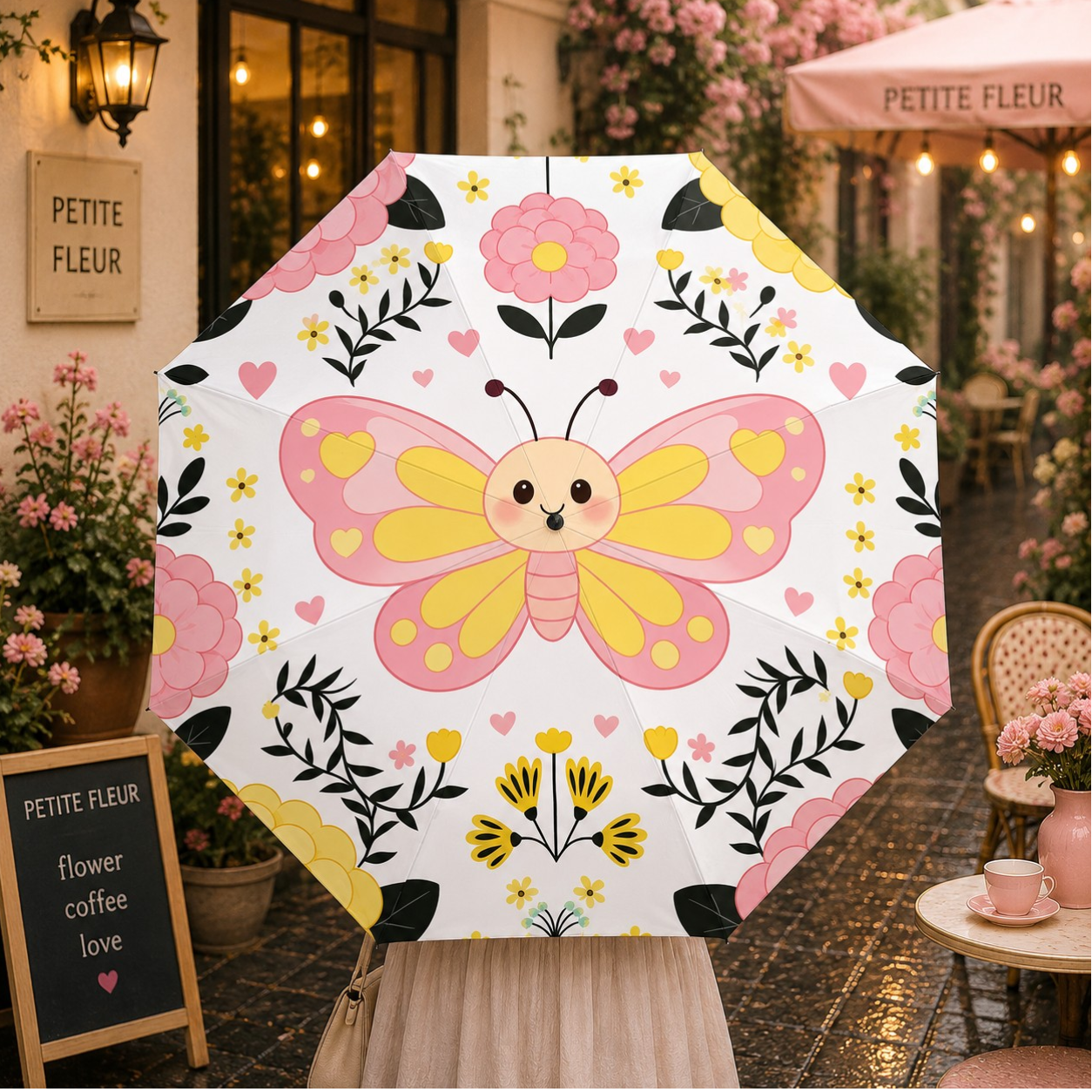 Adorable Pink Butterfly Umbrella