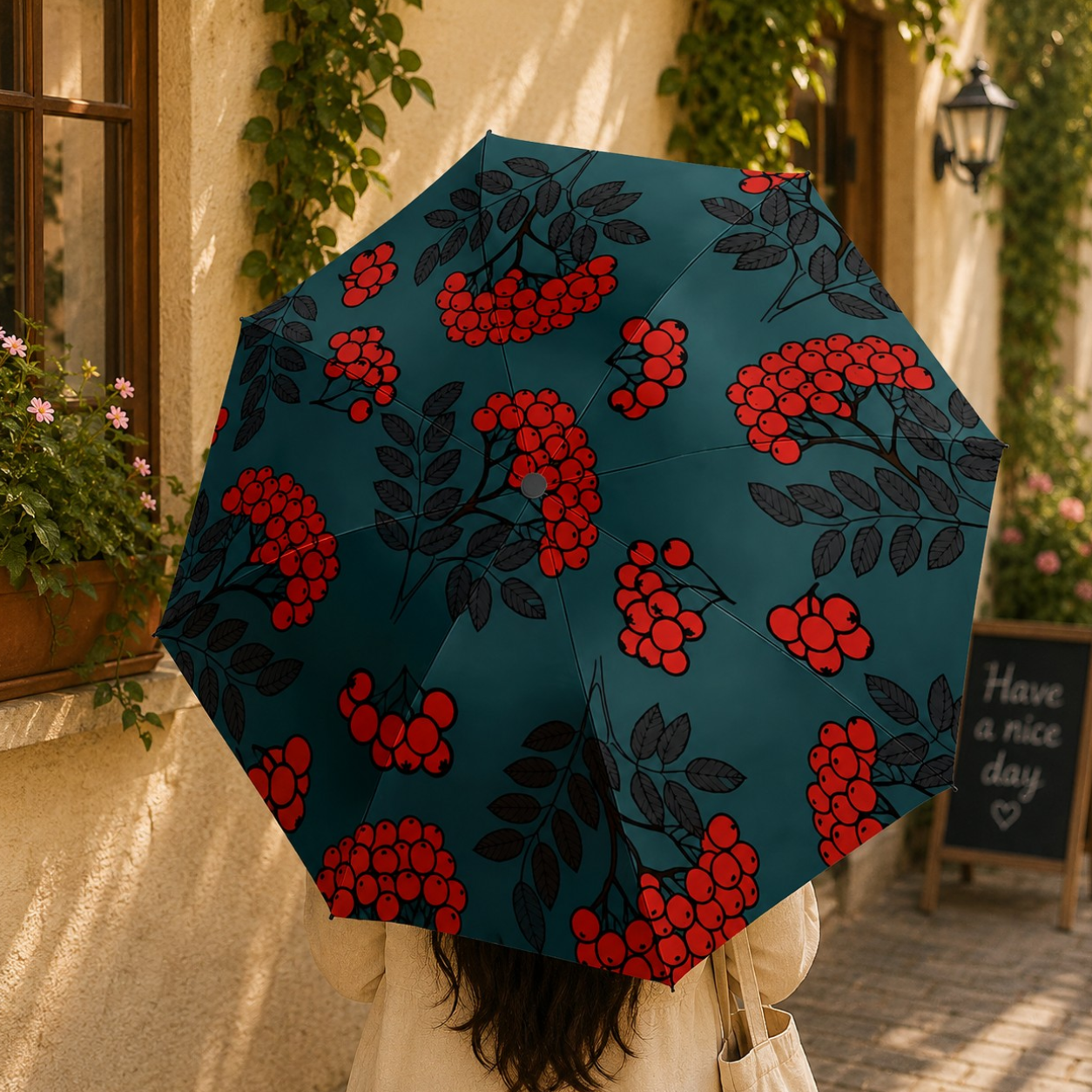 Midnight Berry Bloom Umbrella