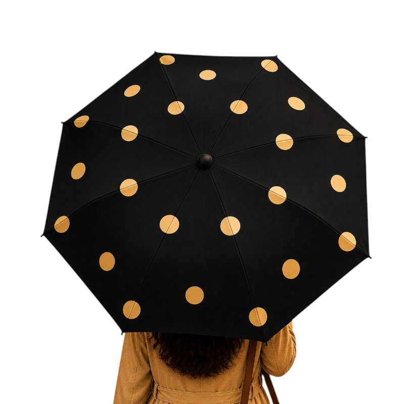 Golden Polka Umbrella