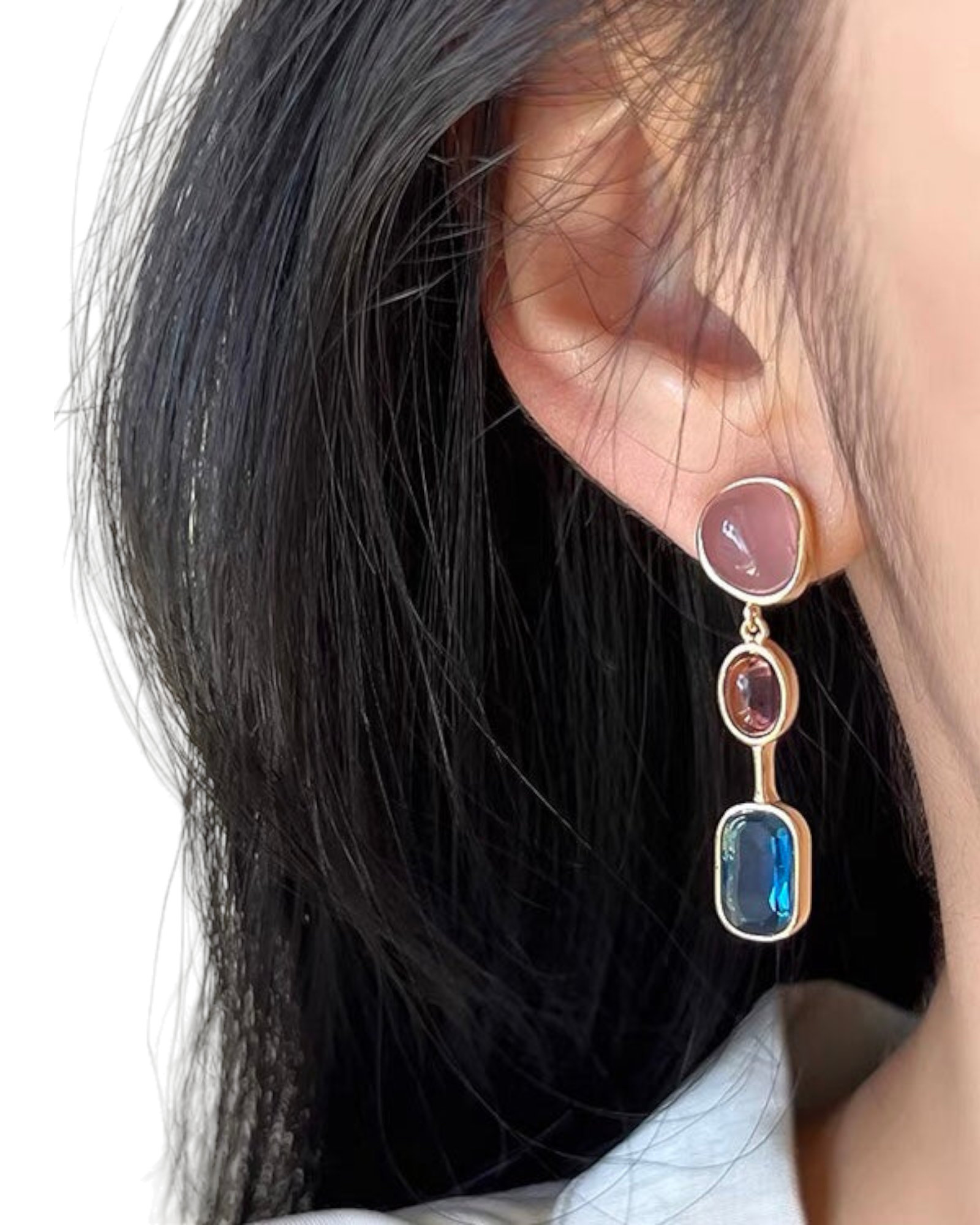 Colorful Crystal Stones Long Drop Earrings
