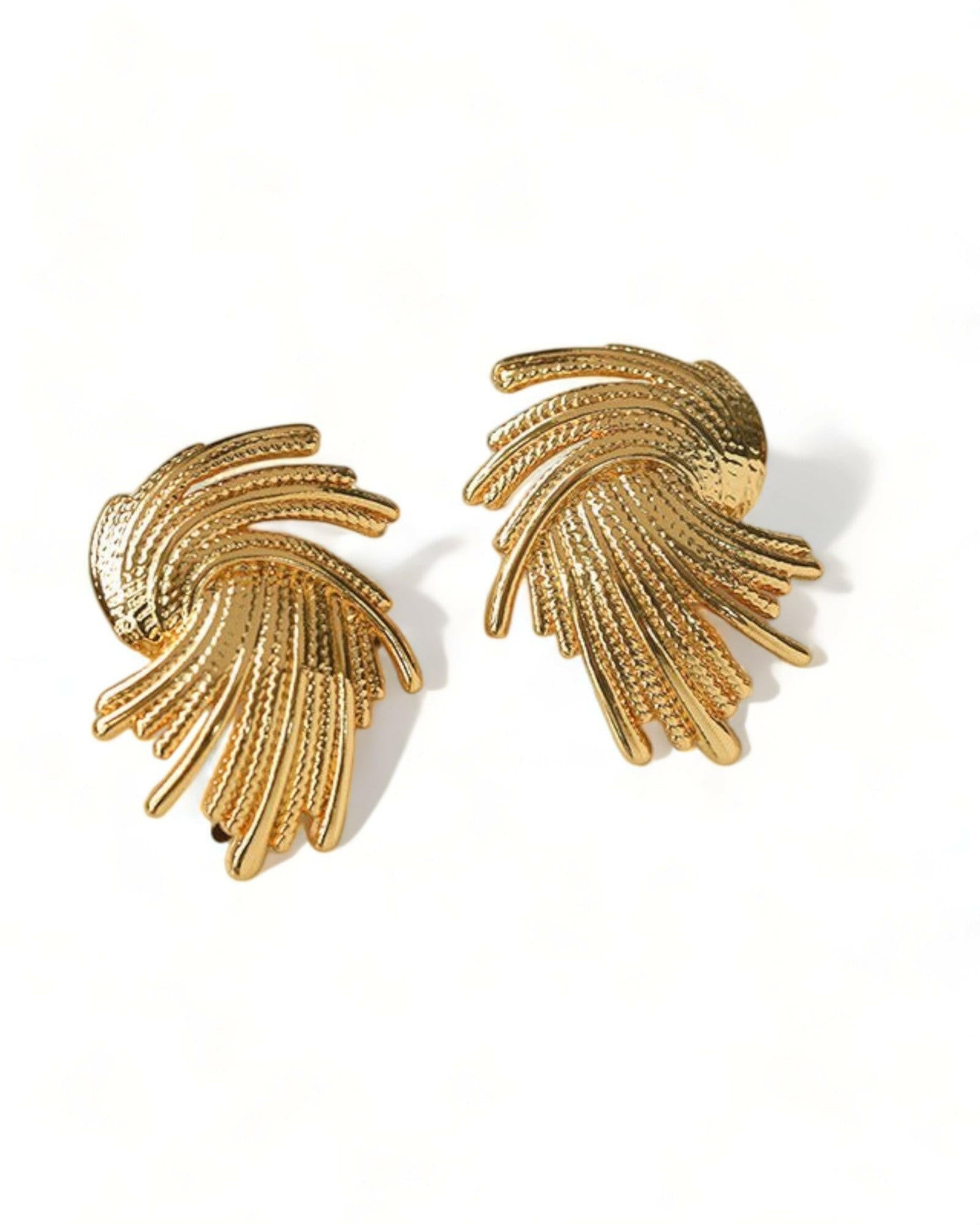 Structured Gold-Plated Stud Earrings