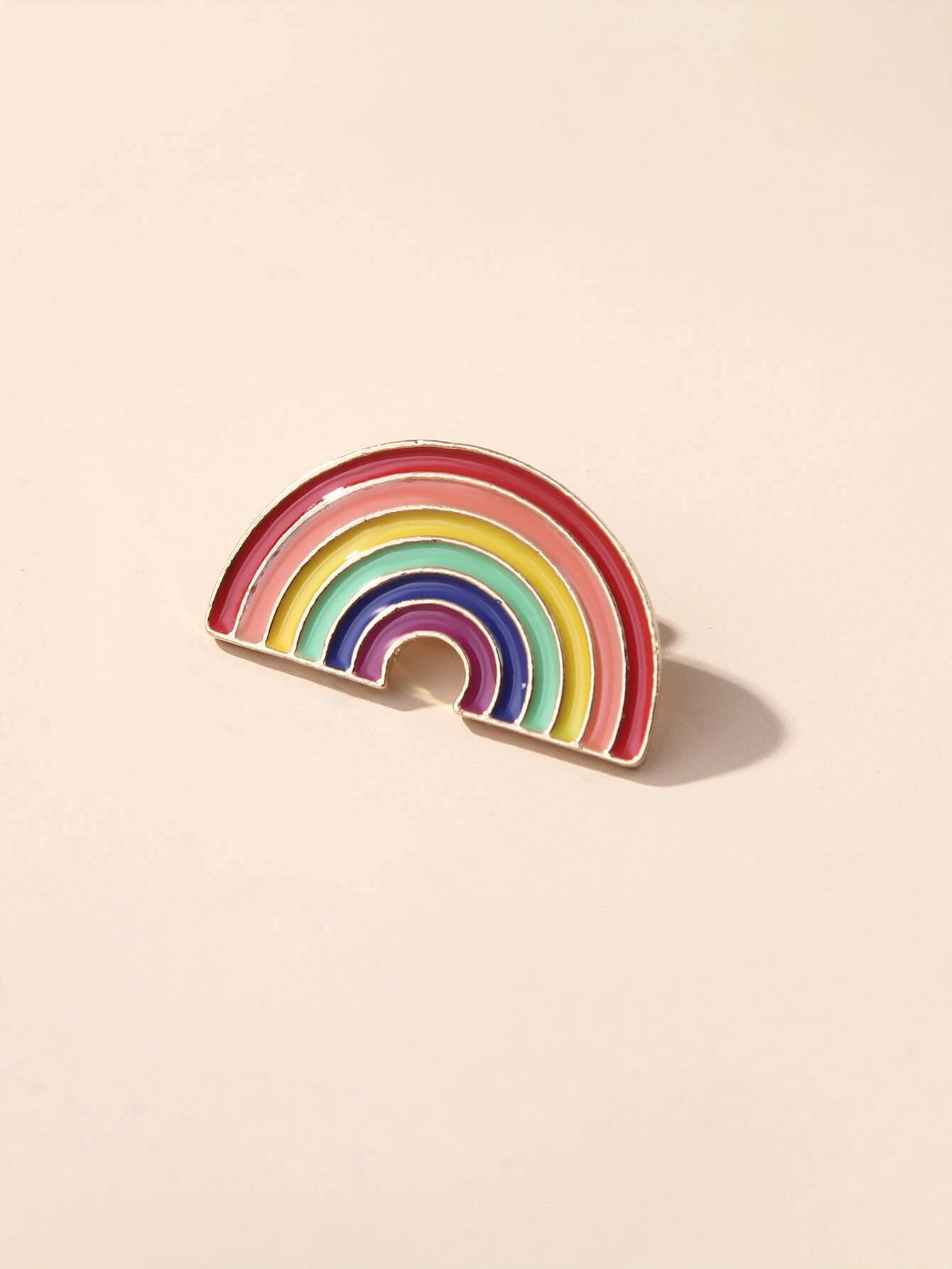 Individual rainbow-themed brooch, featuring vibrant colors in a tasteful design for a cheerful and eye-catching accessory.