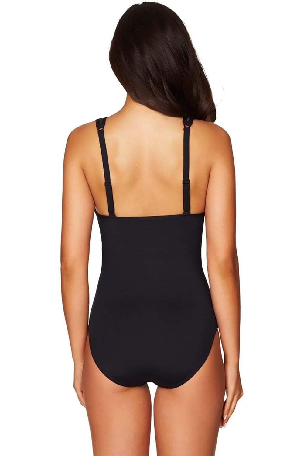Black Lattice Plunge One Piece Swimsuit