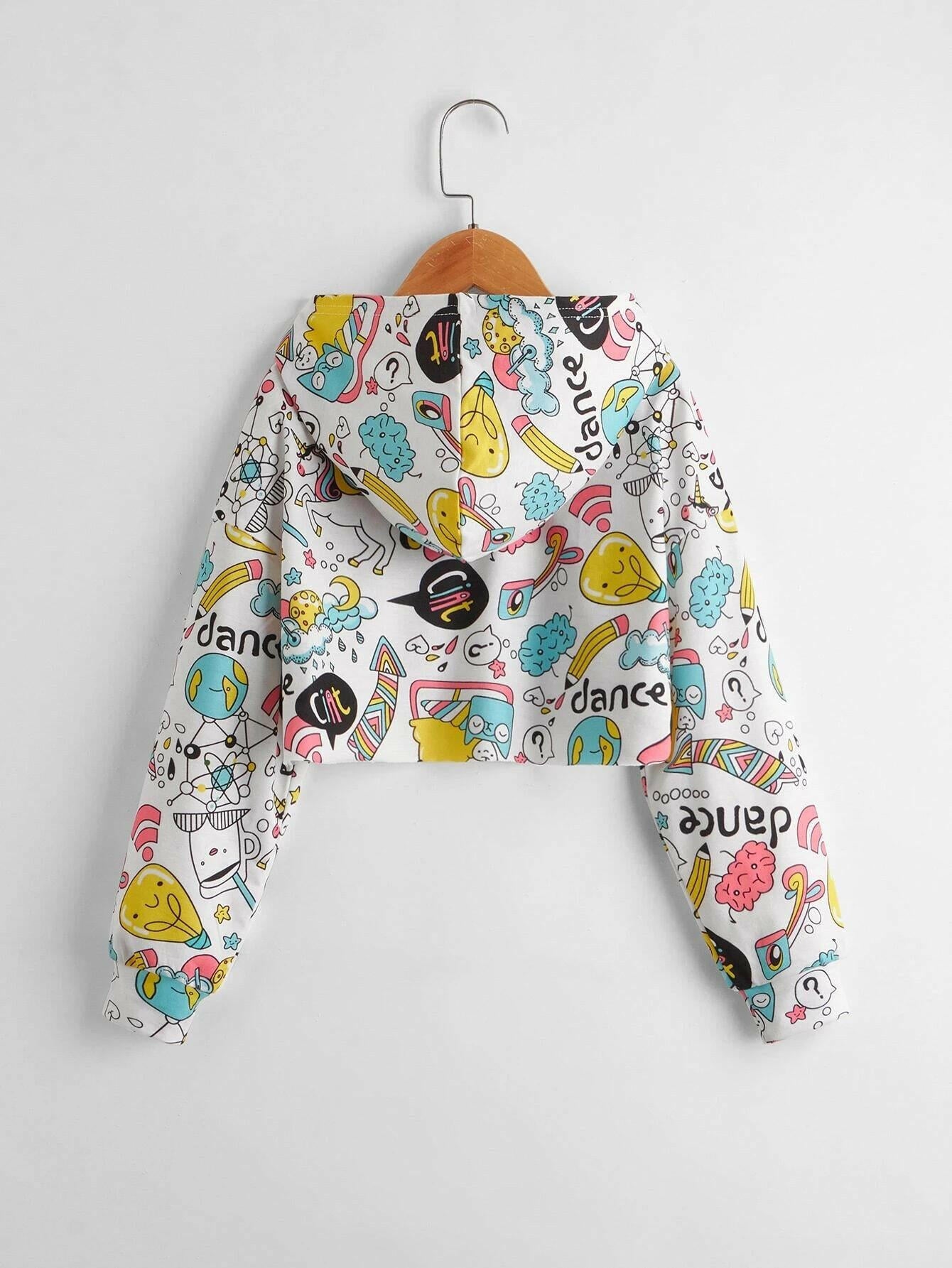 Girls Pop Art Print Hoodie