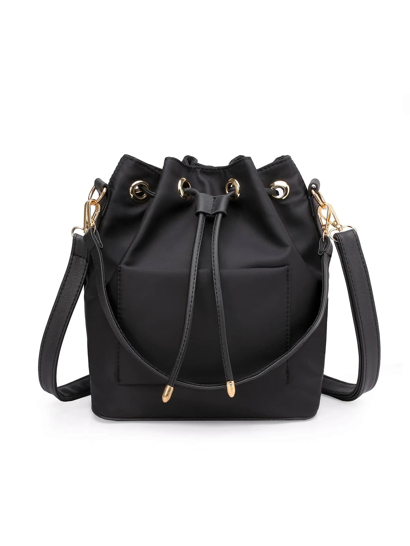 Bucket bag with a minimalist drawstring design. This accessory blends contemporary style with functional elements, offering a chic and versatile way to carry your essentials.