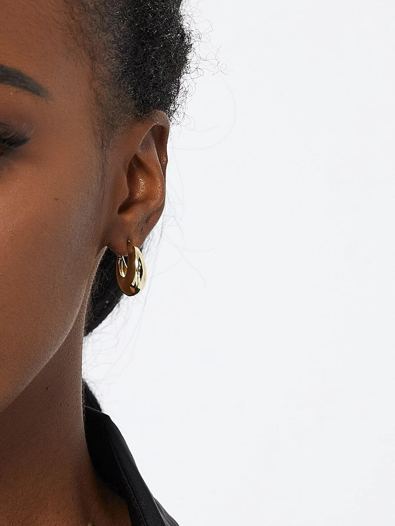 Minimalist gold hoop top earrings