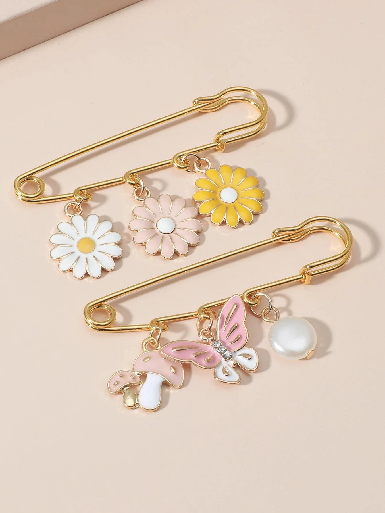 Safety pin 2025 brooch with charms