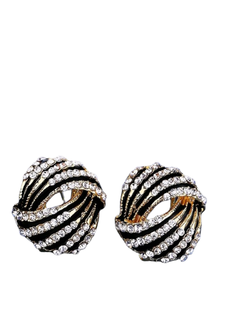 Stud earrings adorned with shimmering rhinestones for a touch of glamour. These earrings feature sparkling rhinestones that catch the light, adding a dazzling and chic element to your ensemble.