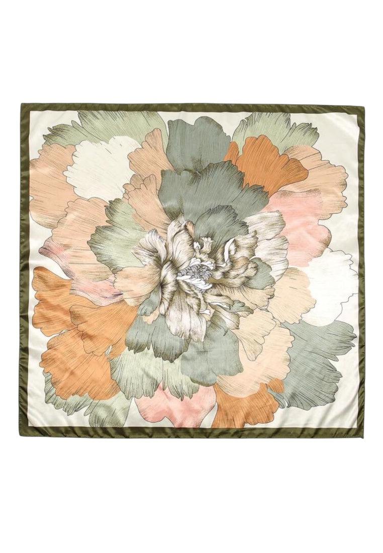 Green Floral Pattern Bandana Scarf