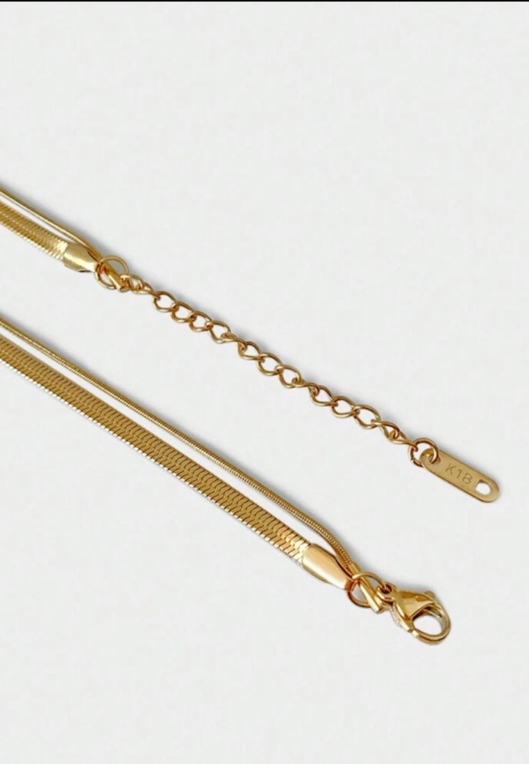 S925 Sterling Silver Double Layer Snake Bone Chain