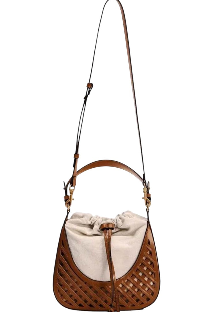 Rhombus Hollow Canvas Handbag