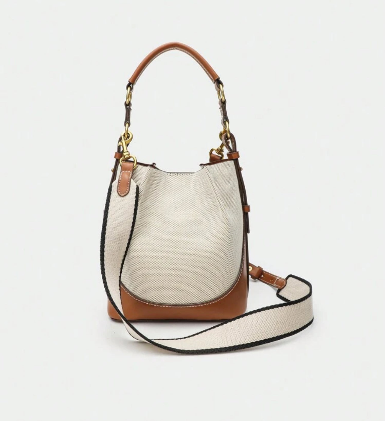 Beige Crossbody Bucket Bag