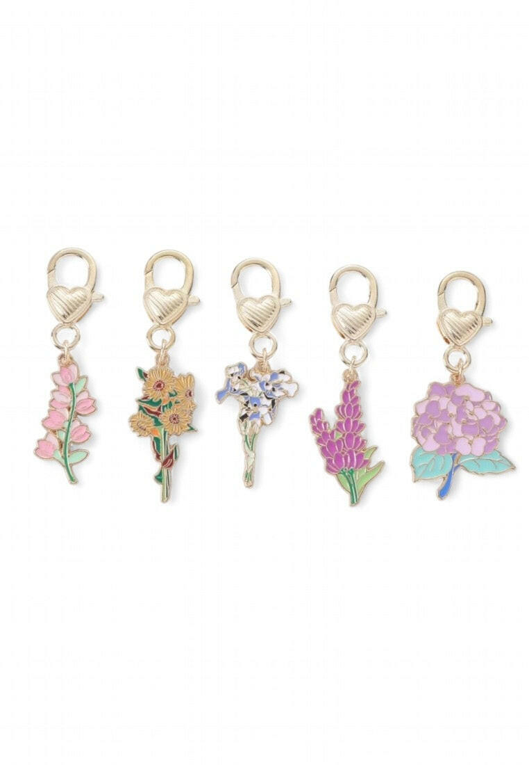 Boho 5pcs Cute Enamel Flower Keychains