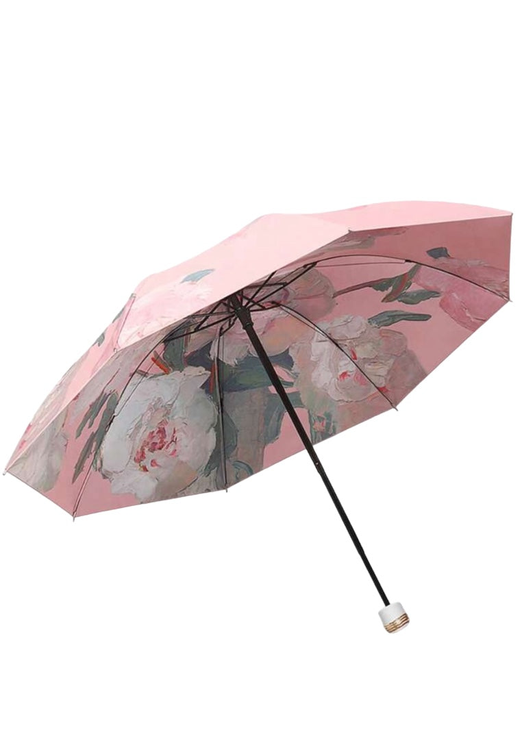 Pink Double-Layer Printed Flower Umbrella