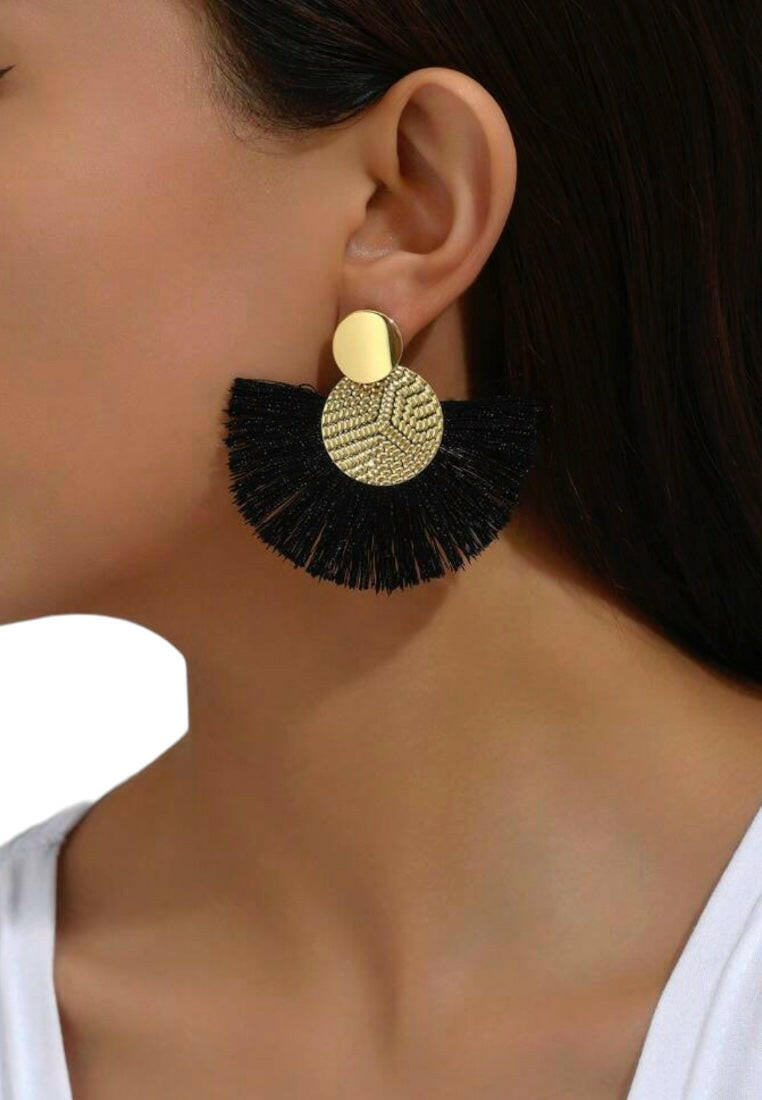 Black Tassel Drop Earrings