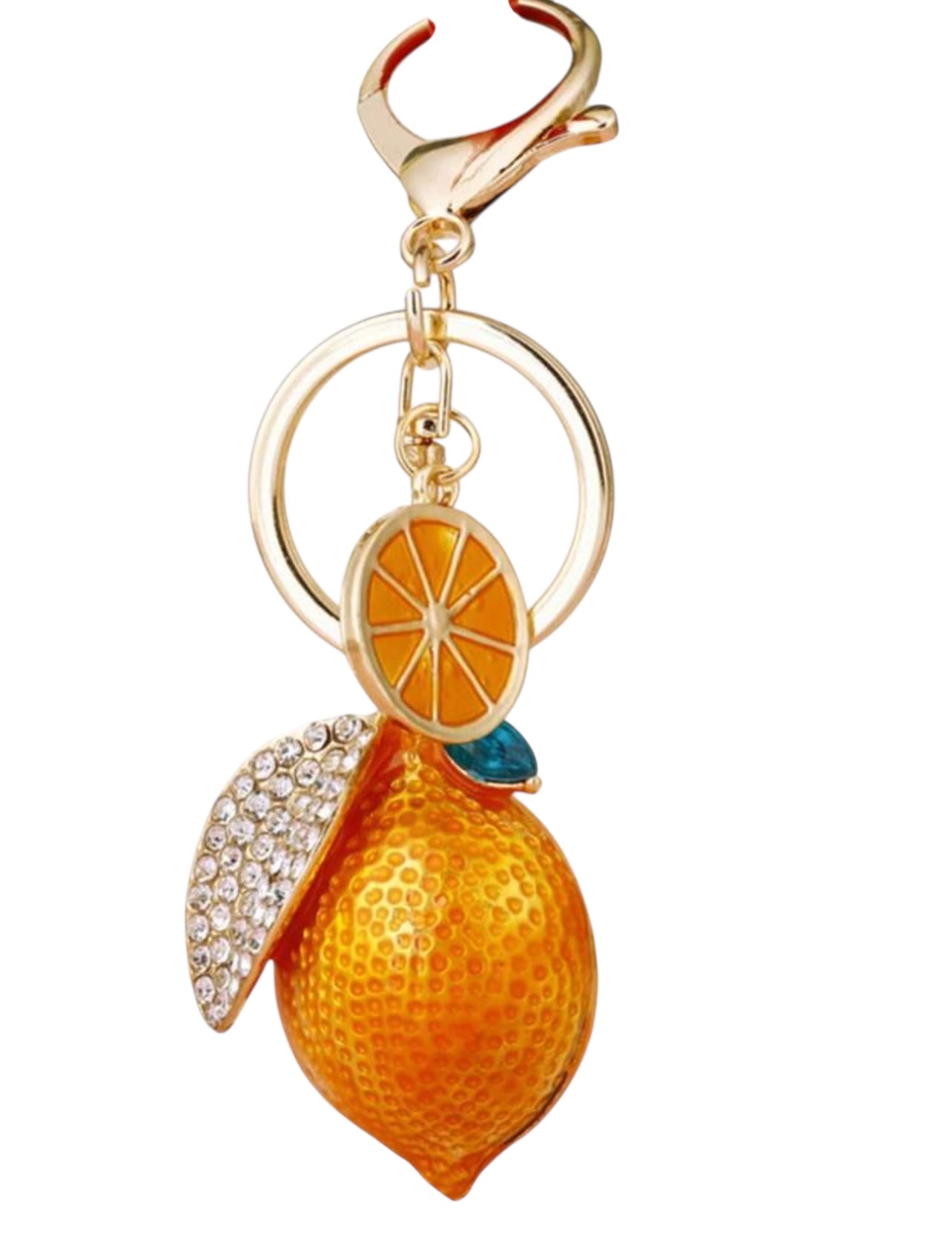 Creative Cute Rhinestone Orange Shaped Keychain