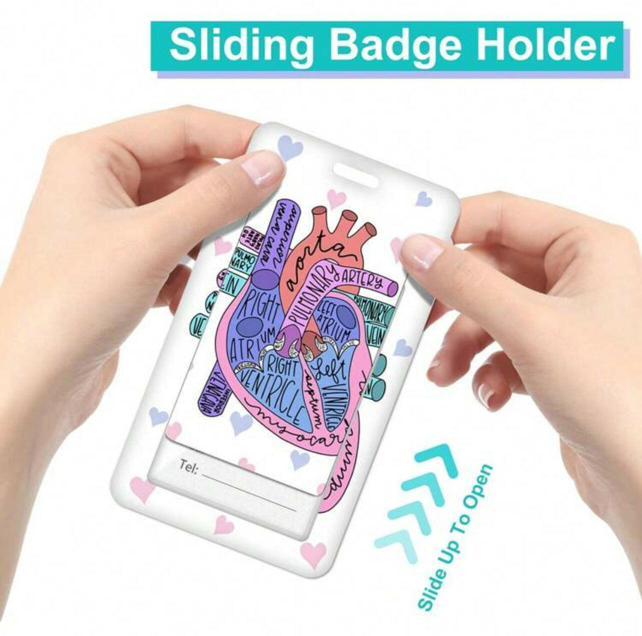1pc Heart Cardiac Id Holder