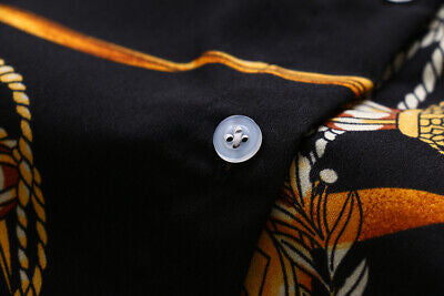 Black Chain Print Long Back Front Button Long Sleeve