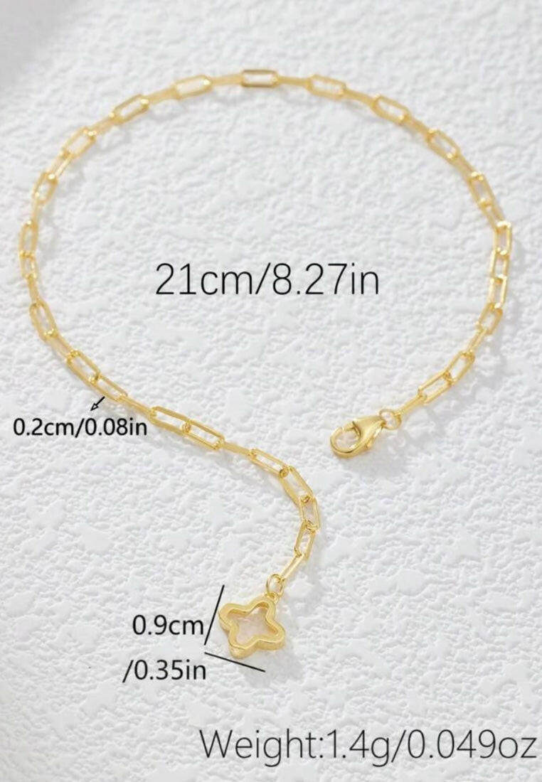 925 Silver Chain Bracelet With Hollowed Clover Pendant