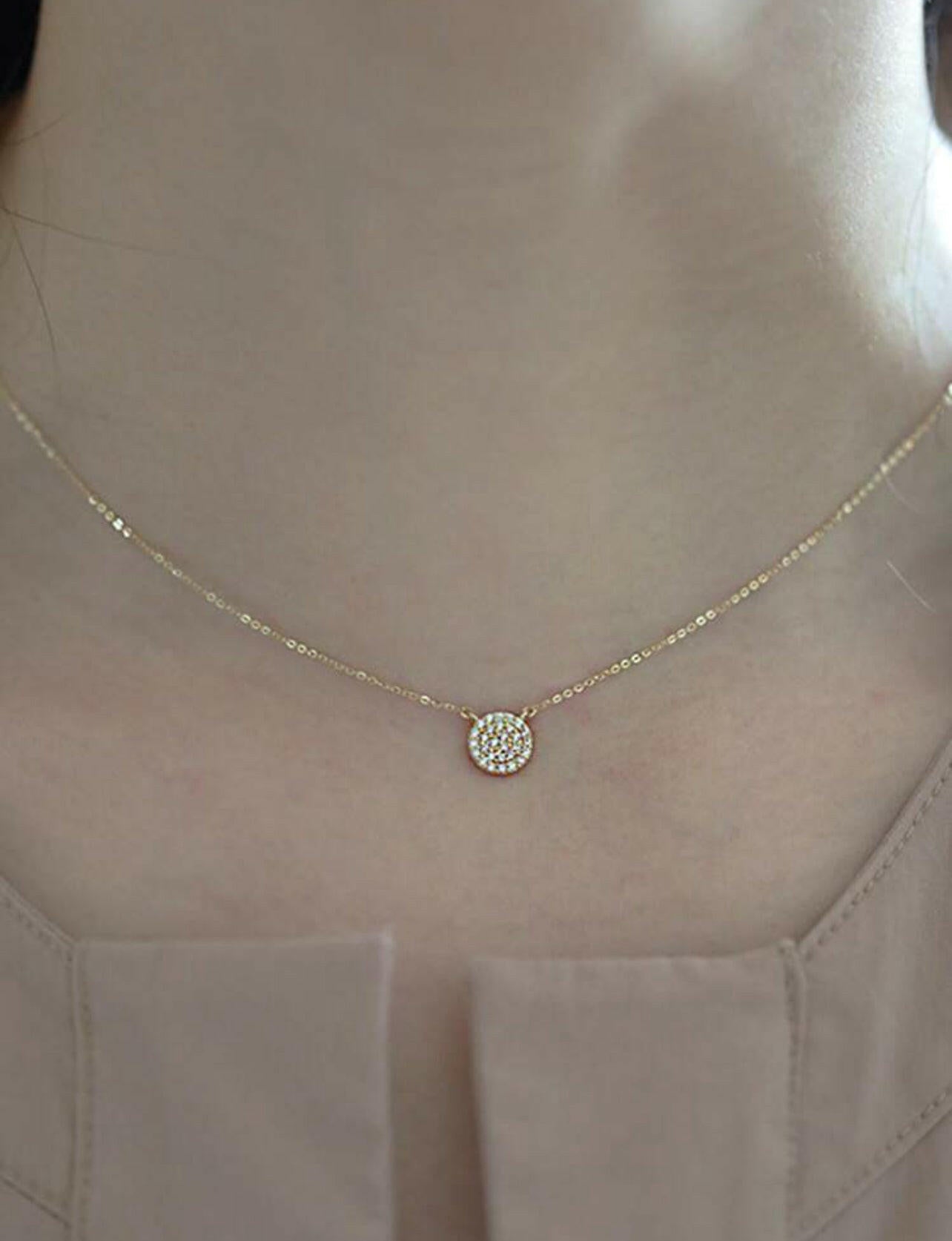 S925 Silver Inlaid Full Diamond Circle Pendant Clavicle Chain Silver Necklace