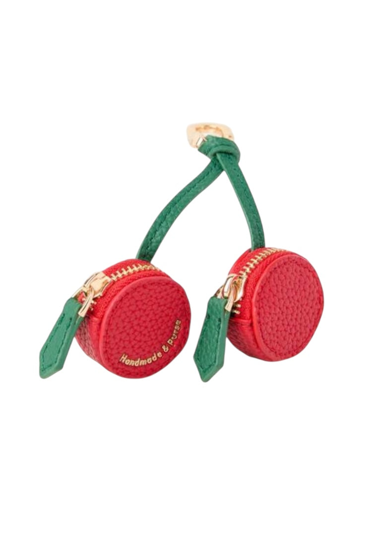 Red Cherry Charm Mini Coin Purse Keychain