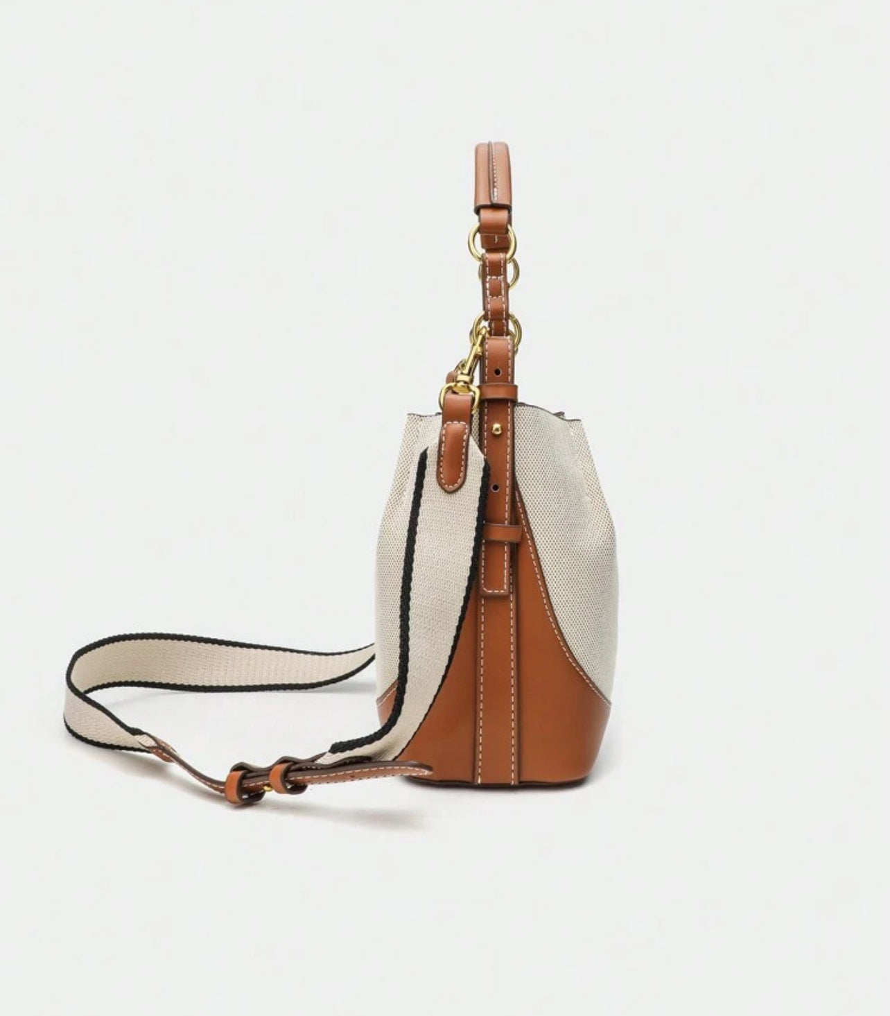 Beige Crossbody Bucket Bag