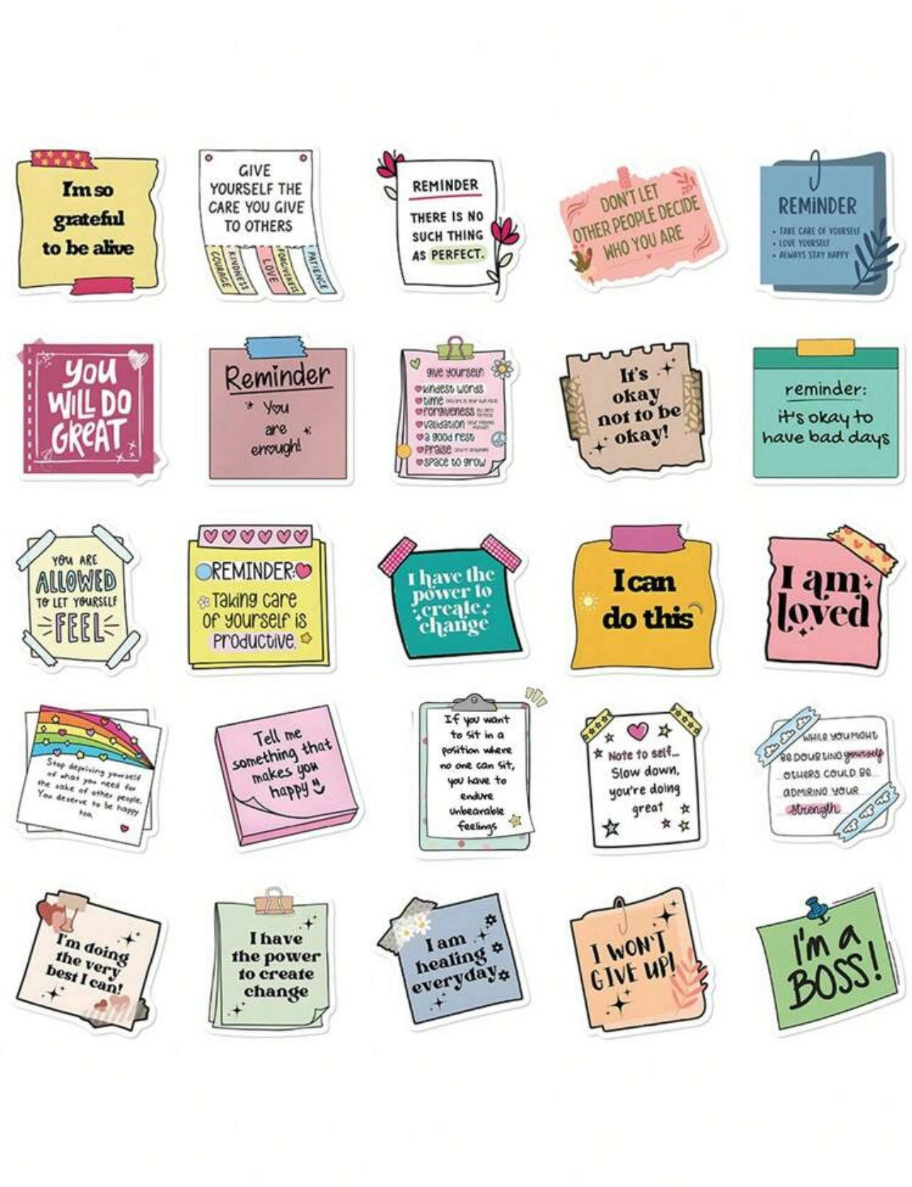50pcs Positive Affirmation Motivation Stickers