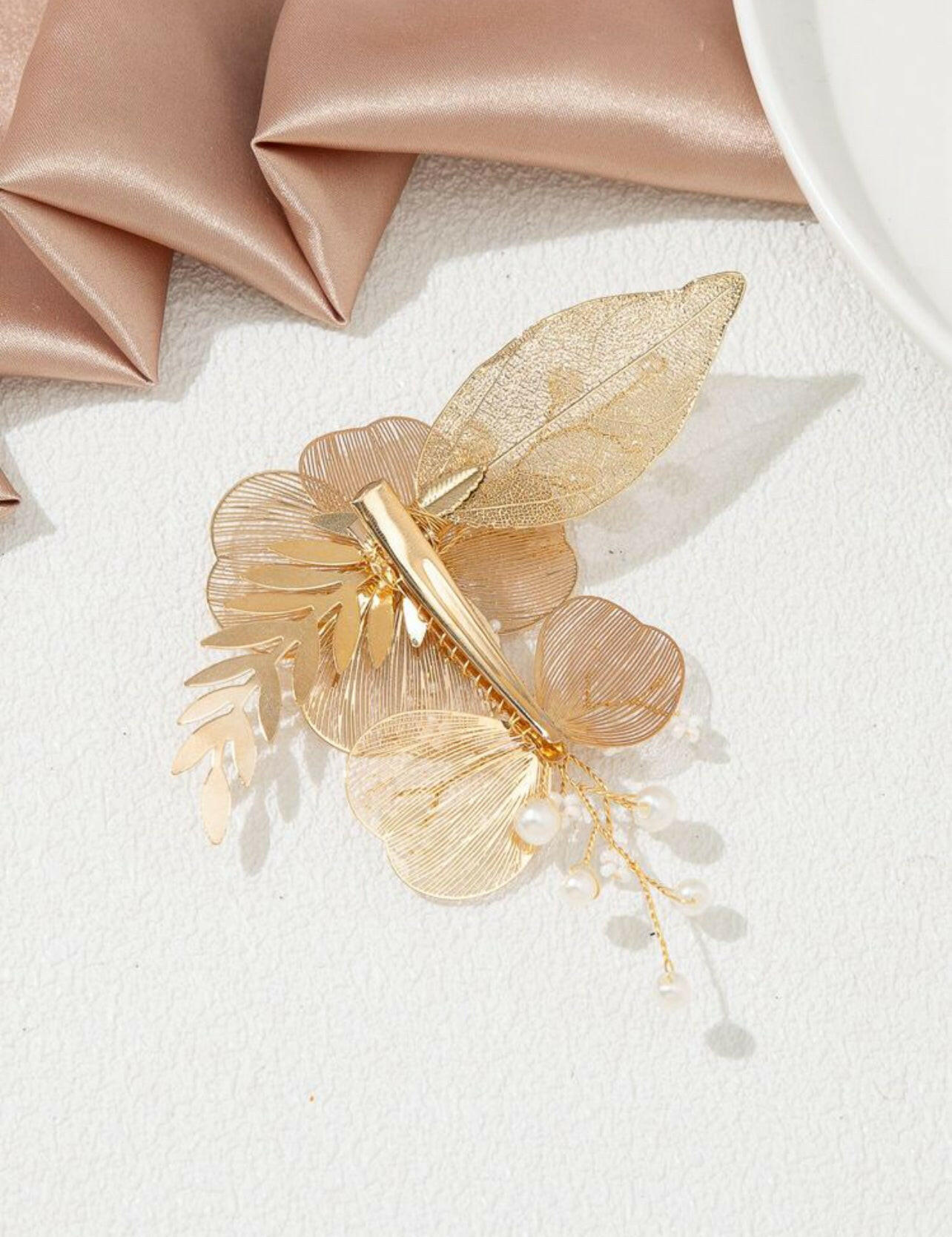 Natural Leaves Butterfly Shaped Bridal Wedding Hair Clip