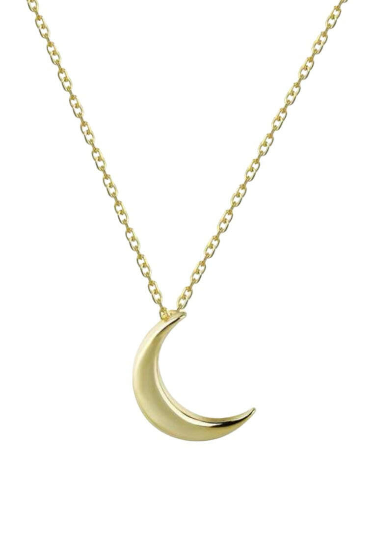 925 Sterling Silver Polished Moon Pendant Necklace
