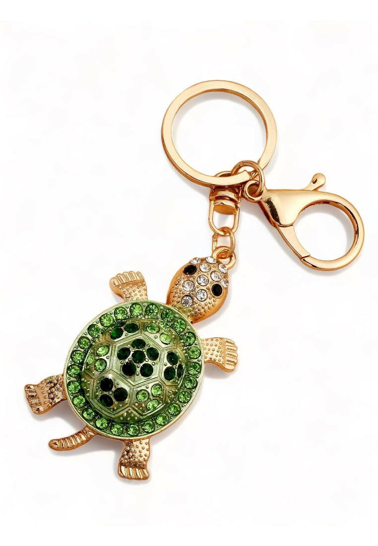 Studded Stone Sea Turtle Charm Keychain