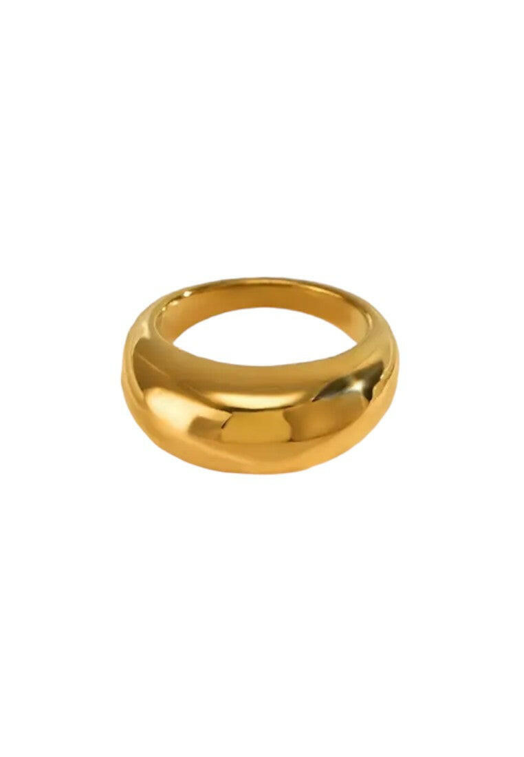 Gold-Plated Curved Stainless Steel Ring