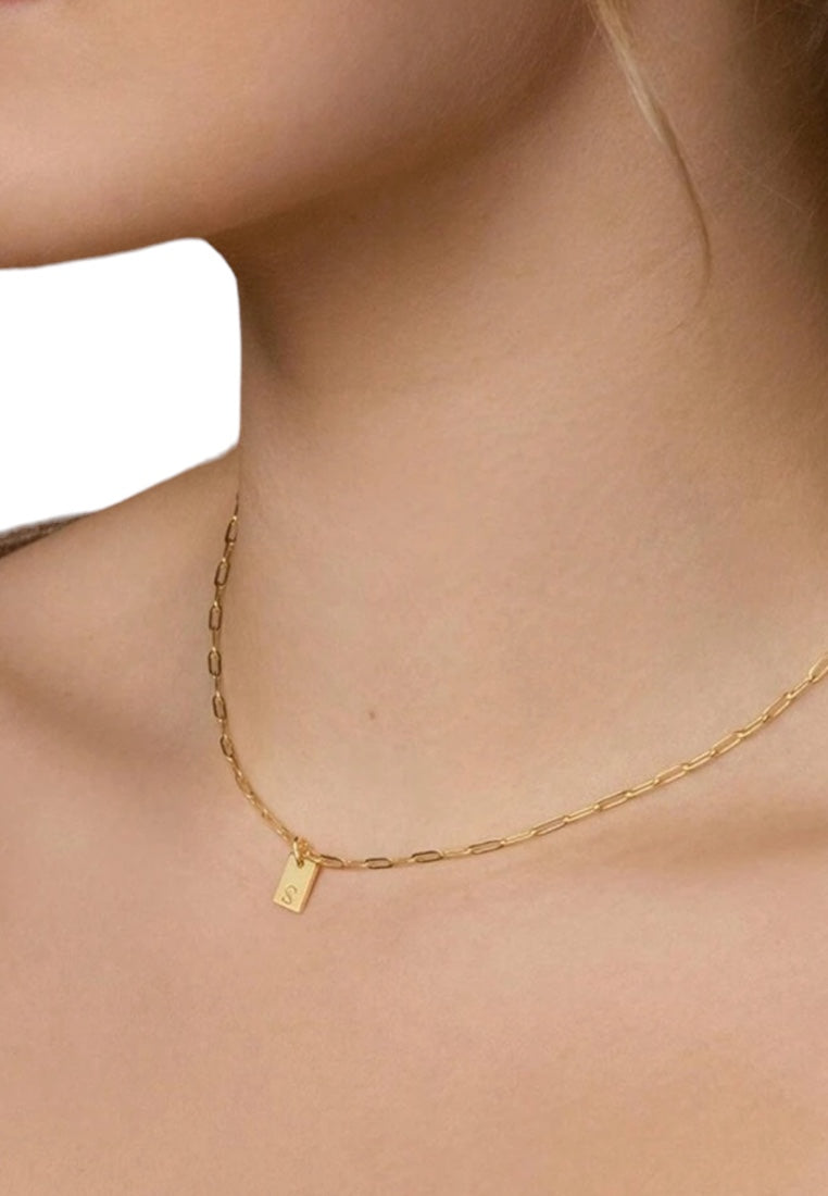 S925 Sterling Silver Gold-Plated Initial Letters Necklace