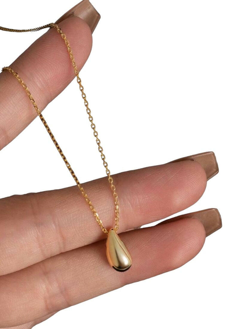 925 Sterling Silver Water Drop Shaped Pendant Necklace