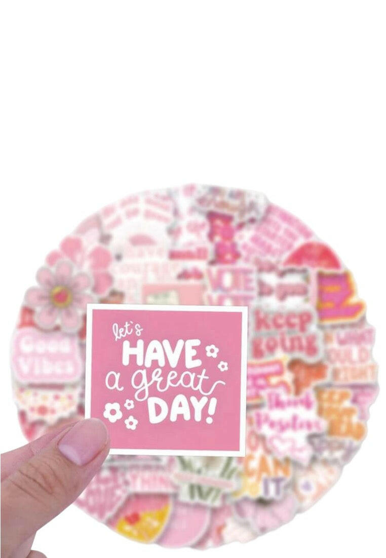 60PCS Pink Inspirational Stickers