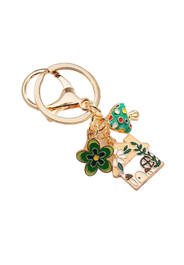 Cartoon House & Mushroom & Flower Keychain