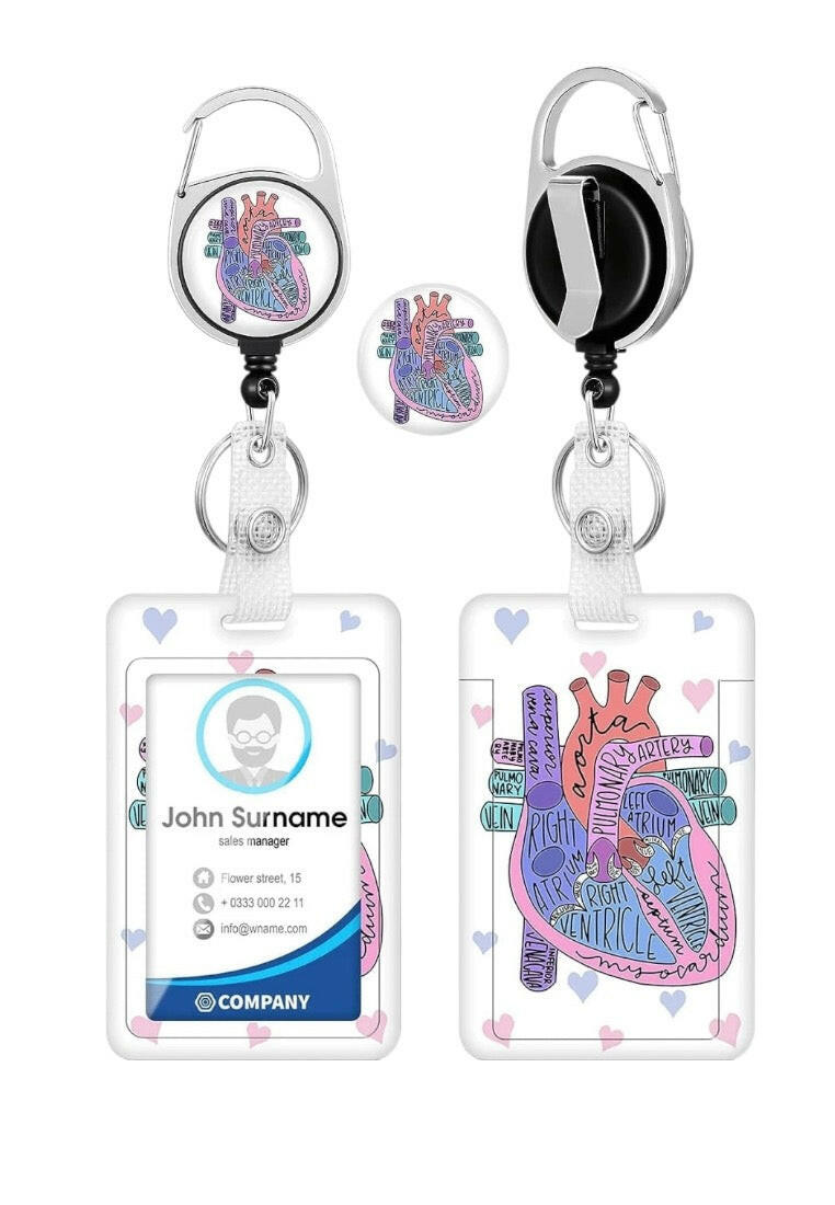 1pc Heart Cardiac Id Holder