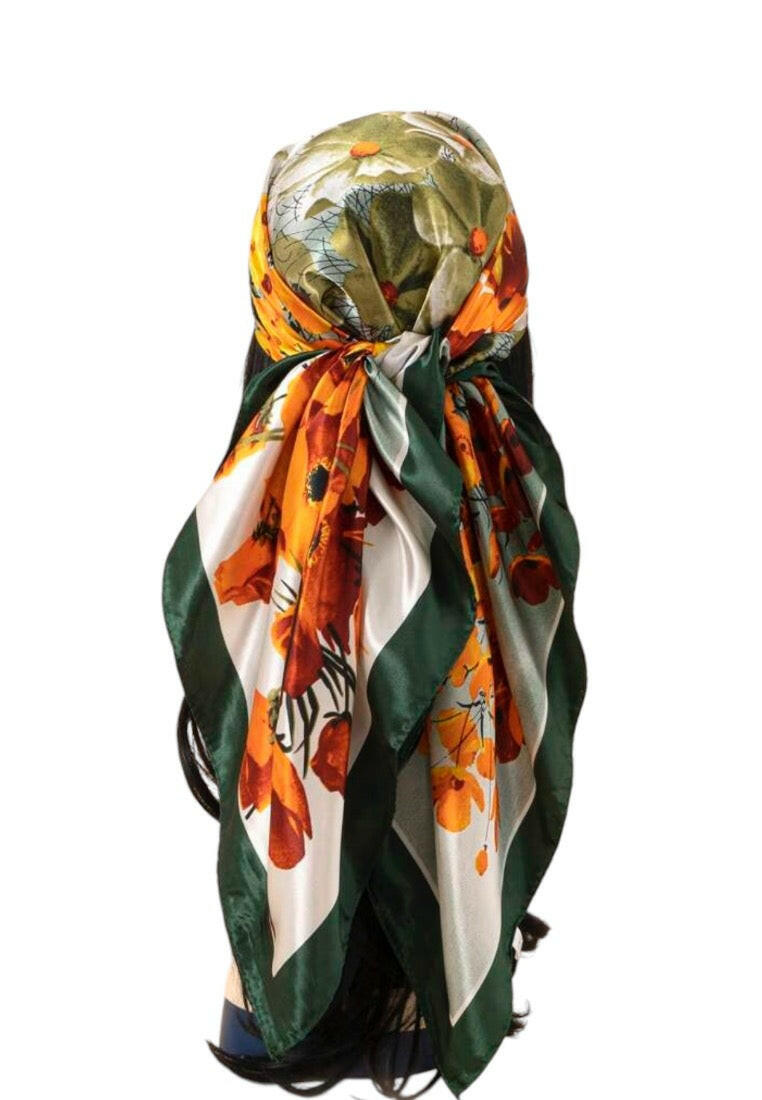 Satin Oil Painting Printed Scarf