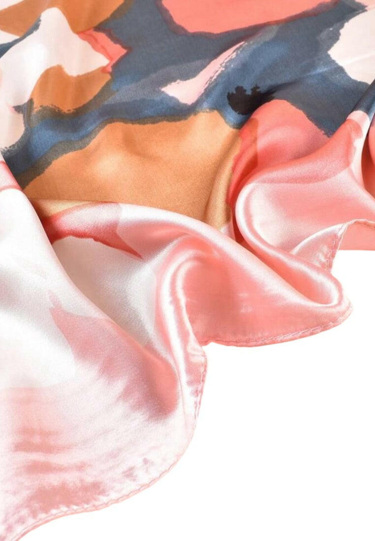 Coral Pink Lotus Flower Pattern Bandana Scarf