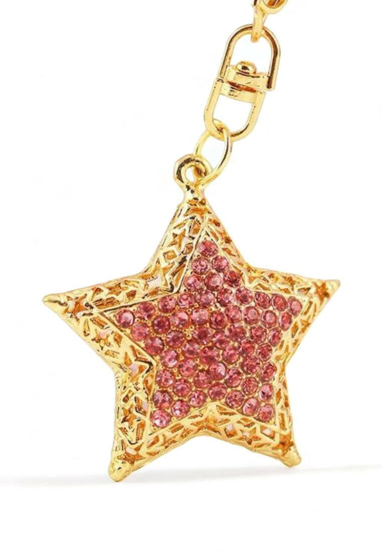 Pink Rhinestone Star Keychain