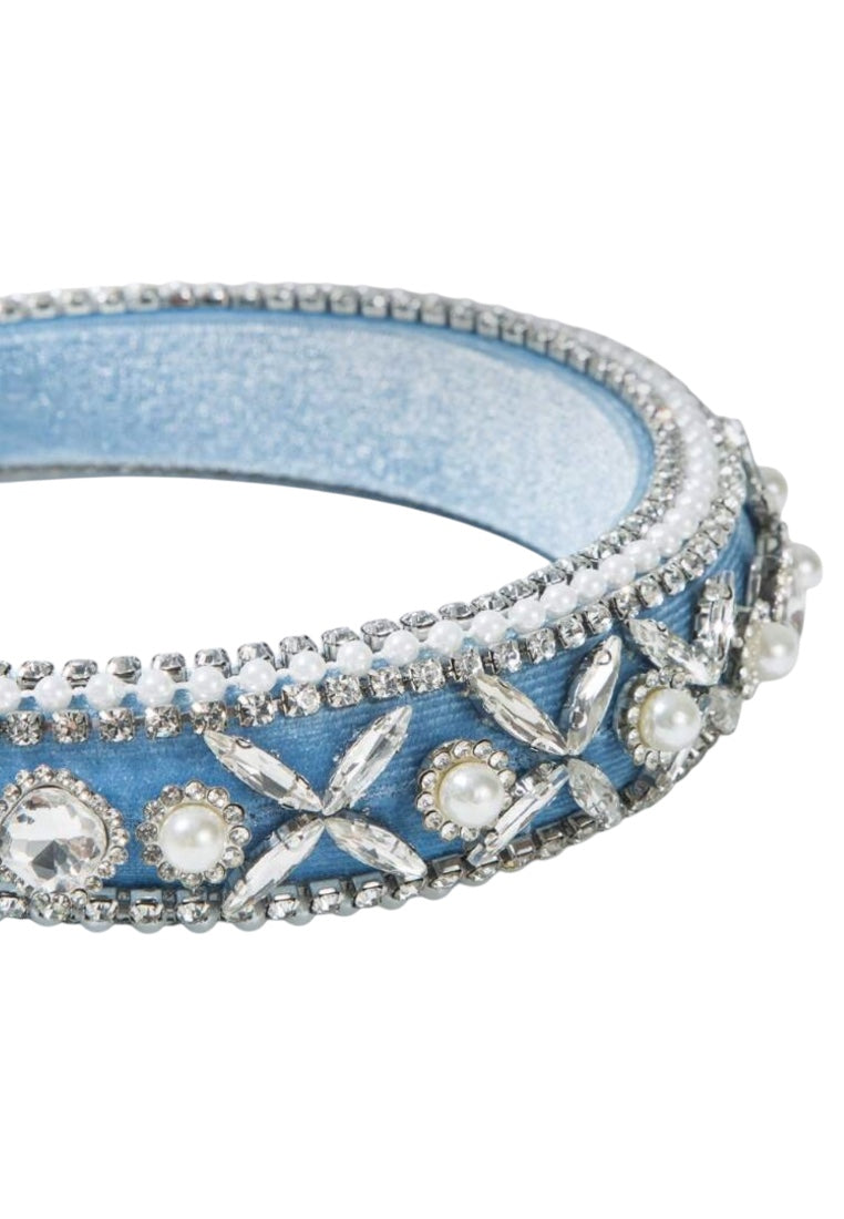 Blue Vintage Velvet Sponge Headband