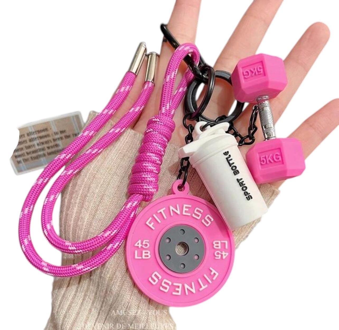 Barbell & Dumbbell Decorative Pendant Bag Keychain