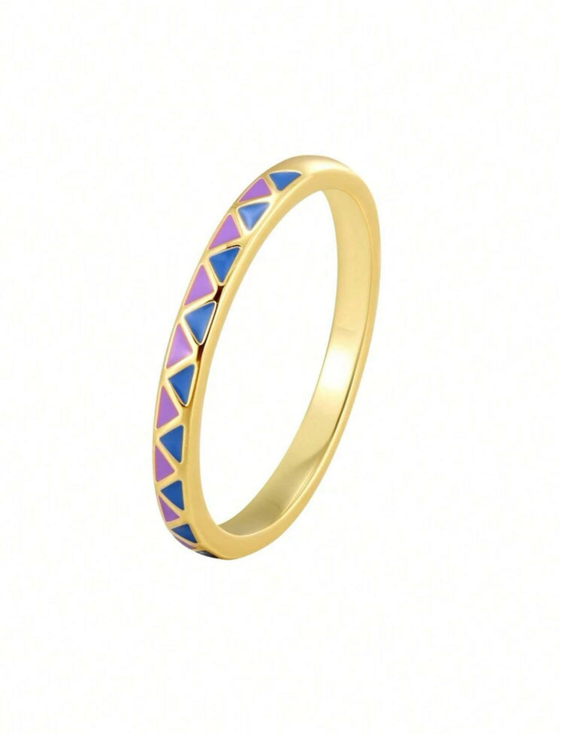 This Grid Pattern and Enamel Decor Ring features a unique design that combines an elegant grid pattern with a bright and colorful enamel finish. Its lightweight and comfortable wearability make it perfect for everyday wear.