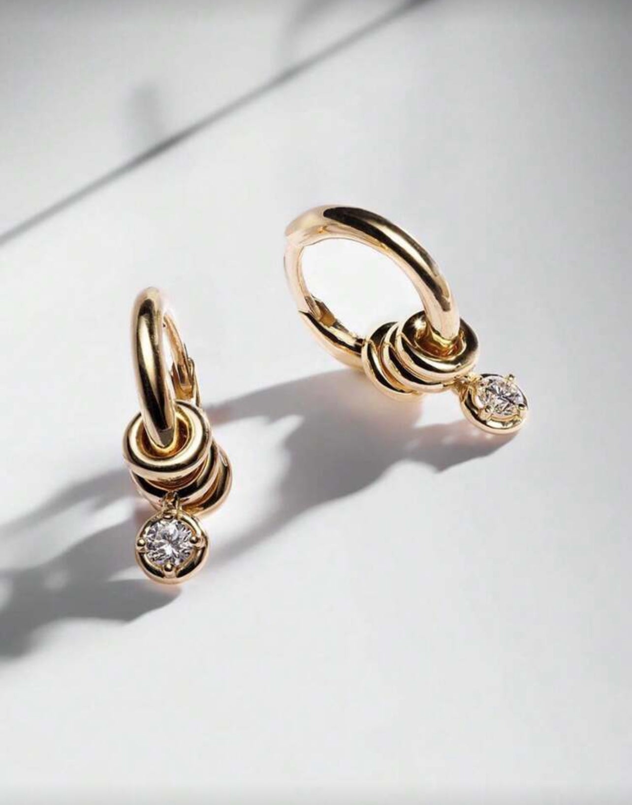 925 Sterling Silver Unique Design Micro Gold Plated Zirconia Hoop Earrings