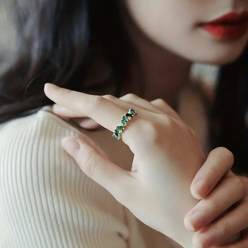 Emerald Gemstone Boho Style Ring